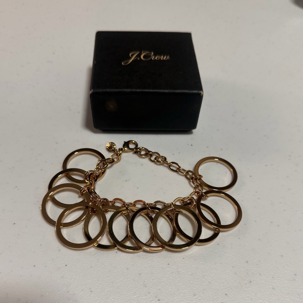 J. Crew Rose Gold Multi-Hoop Charm Bracelet